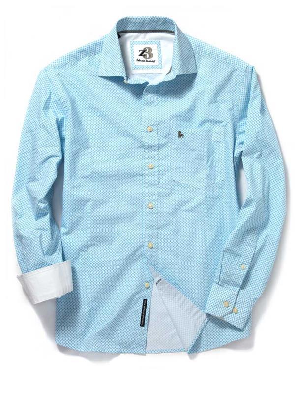 Bahamas Turquoise Printed    Cotton Shirt