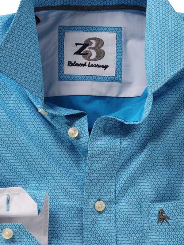 Bali Turquoise Printed    Cotton Shirt