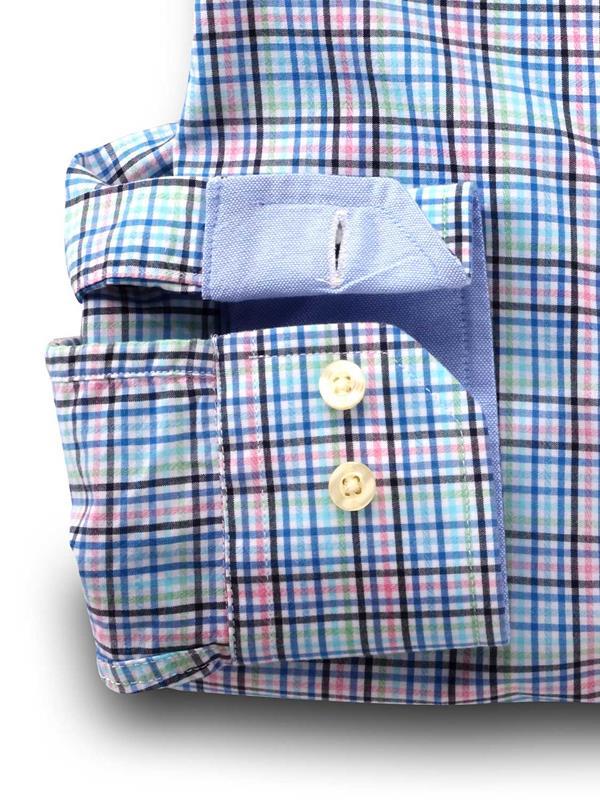 Wayne Turquoise Check Full sleeve single cuff   Blended Shirt