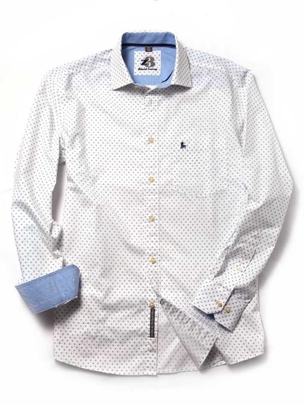 Fiji White Printed    Cotton Shirt