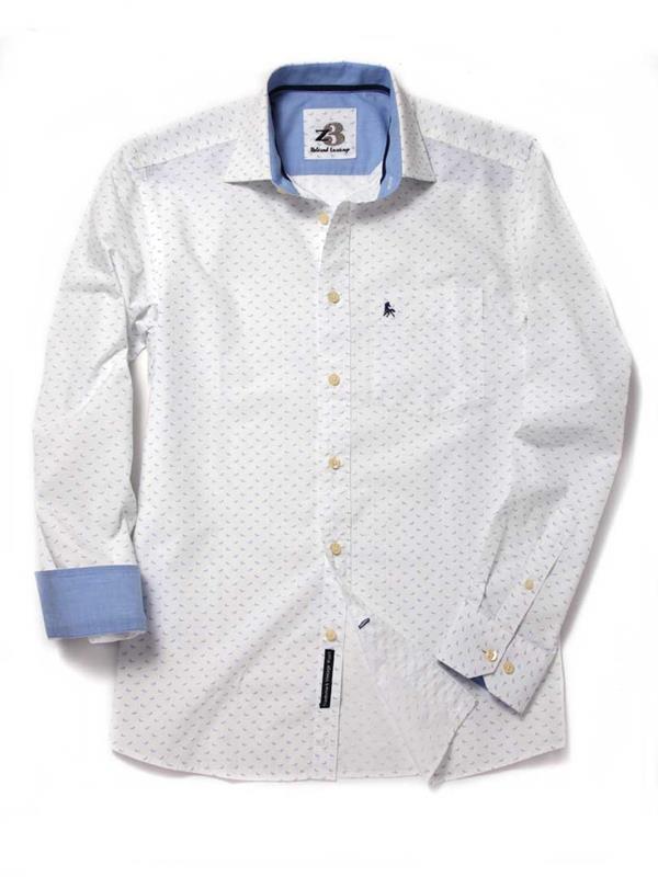Dove White Printed    Cotton Shirt