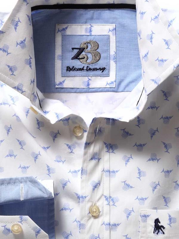 Buy Swordfish White Cotton Casual Printed Shirt