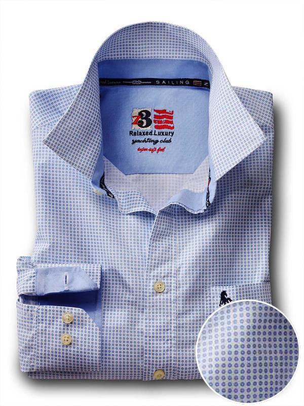 Arturo White Printed Full sleeve single cuff   Cotton Shirt