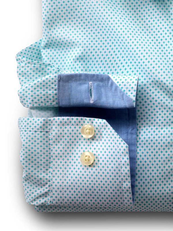 Sanchez White Printed Full sleeve single cuff   Cotton Shirt