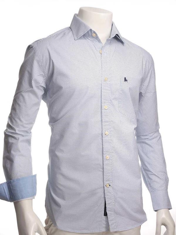 Sanchez White Printed Full sleeve single cuff   Cotton Shirt
