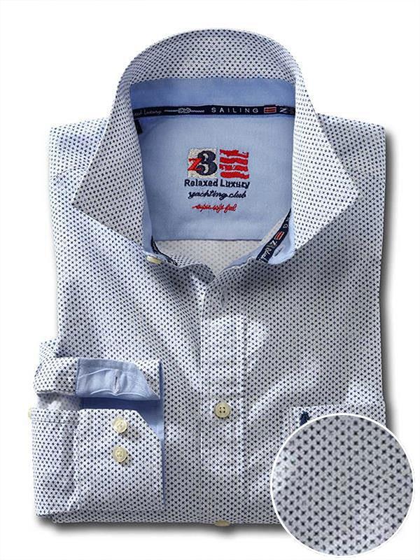 Aroa White Printed Full sleeve cut away collar single cuff Cotton Shirt