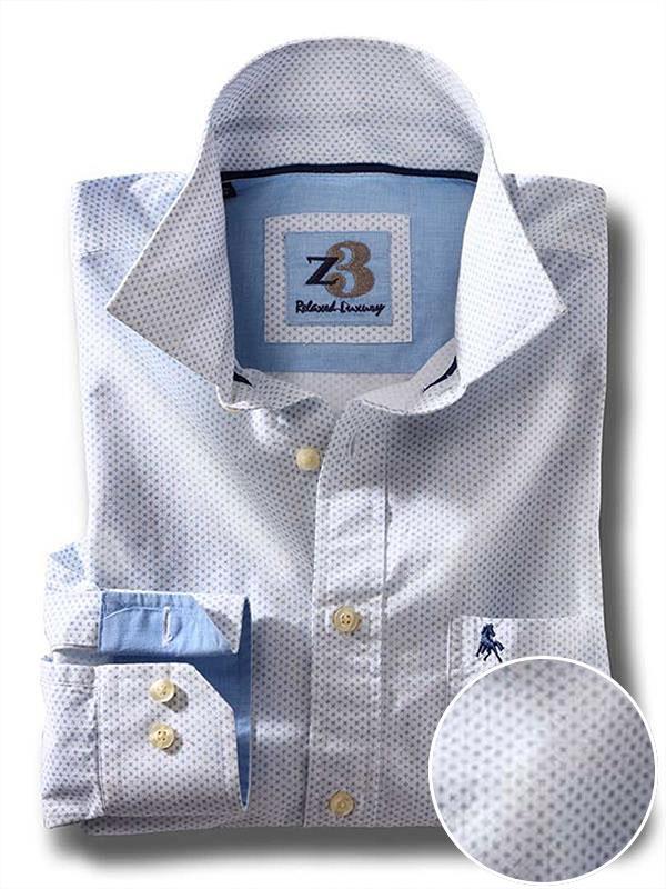Aroa White Printed Full sleeve single cuff Cotton Shirt