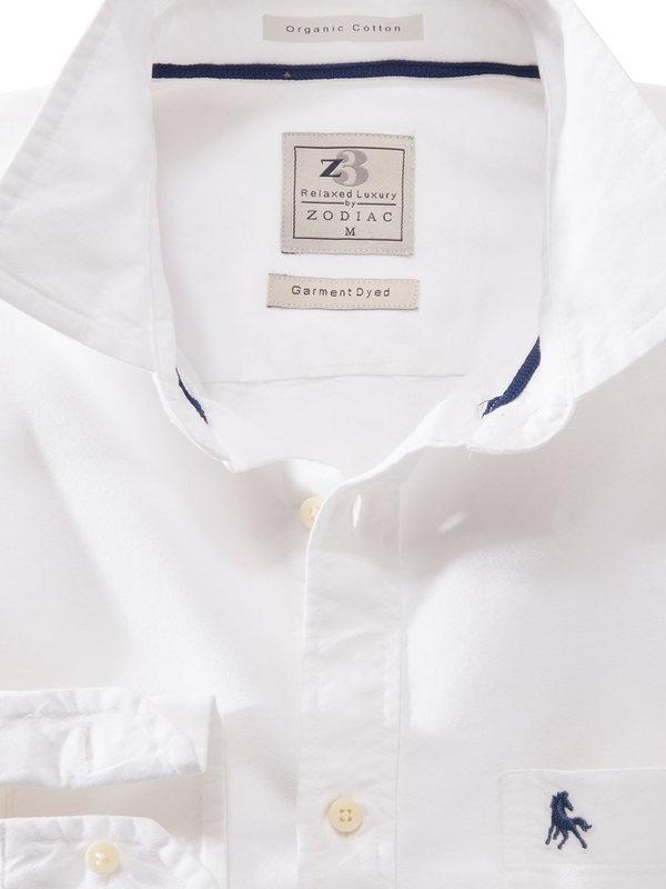 Ramos White Solid Full sleeve single cuff   Cotton Shirt