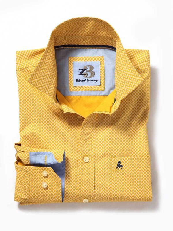 Bahamas Yellow Printed    Cotton Shirt