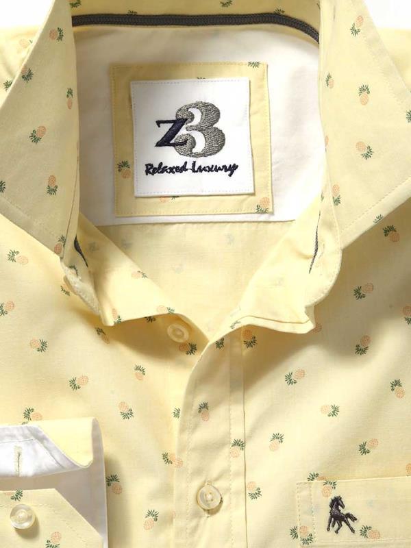 Pine Yellow Printed    Cotton Shirt