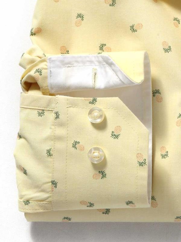 Pine Yellow Printed    Cotton Shirt