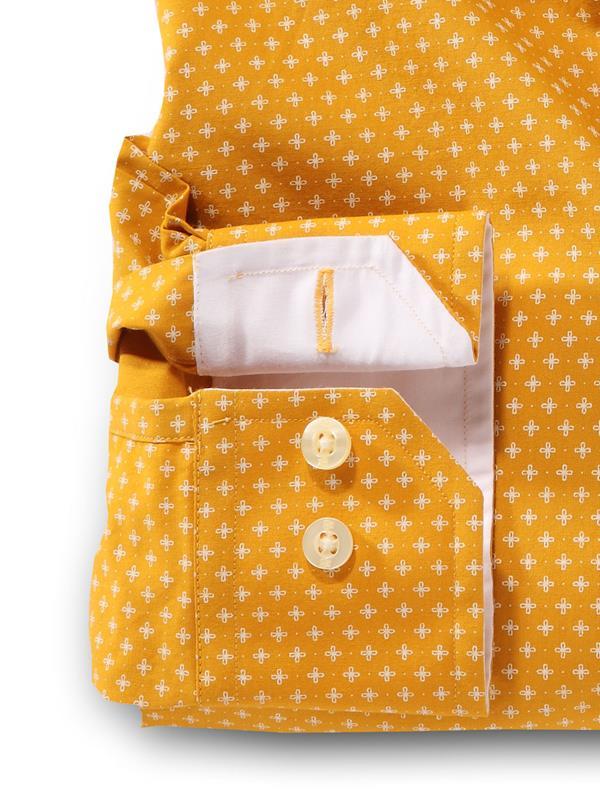 Lager Yellow Printed    Cotton Shirt