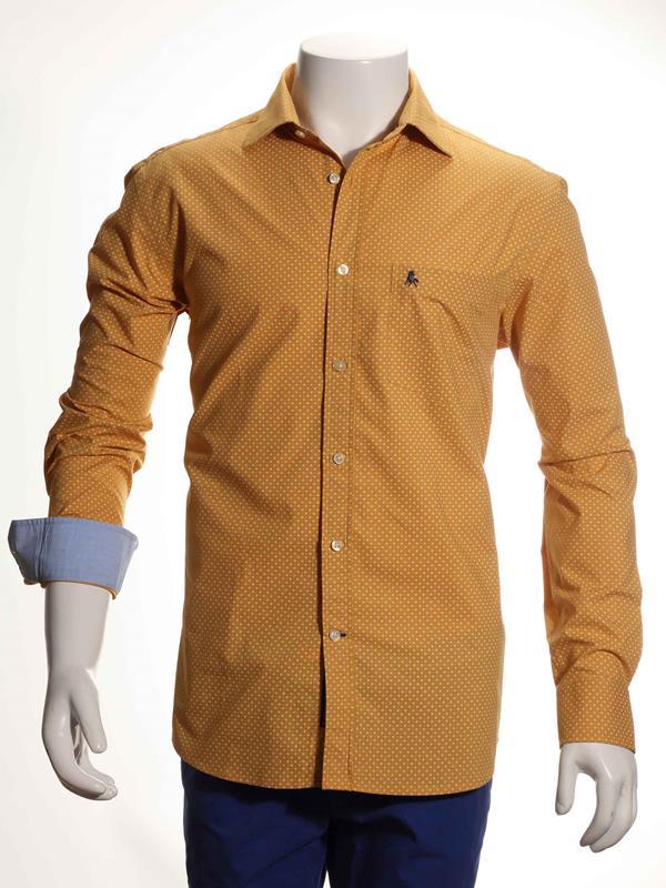 Nadal Yellow Printed Full sleeve single cuff   Cotton Shirt