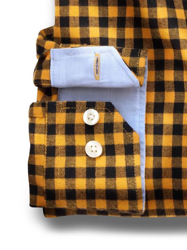 Howard Yellow Check Full sleeve single cuff   Cotton Shirt