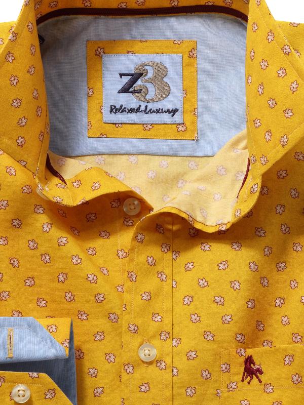 Maple Yellow Printed Full sleeve single cuff   Cotton Shirt
