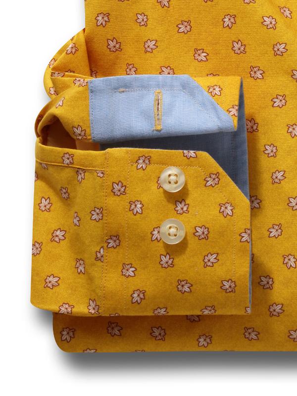 Maple Yellow Printed Full sleeve single cuff   Cotton Shirt