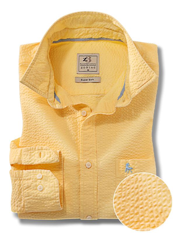 Chelsea Yellow Solid|Seersucker Full sleeve single cuff   Cotton Shirt