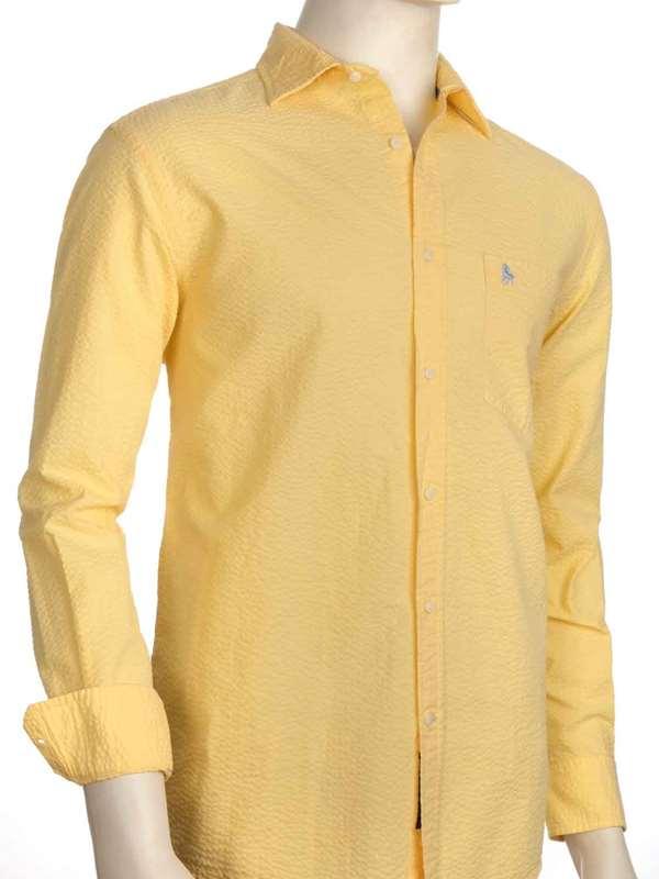 Chelsea Yellow Solid|Seersucker Full sleeve single cuff   Cotton Shirt