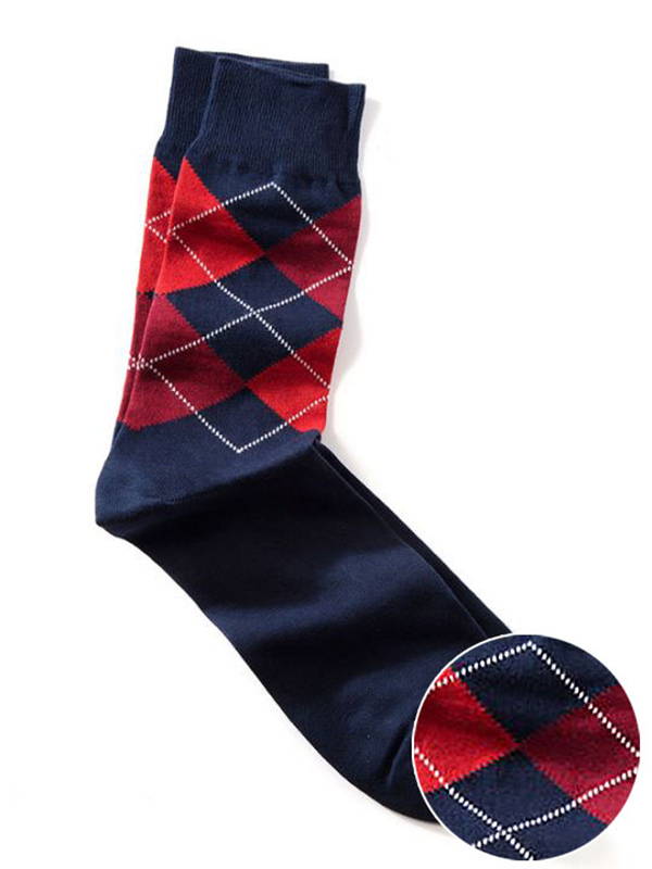Z4 Red/ Navy Argyles Cotton Socks