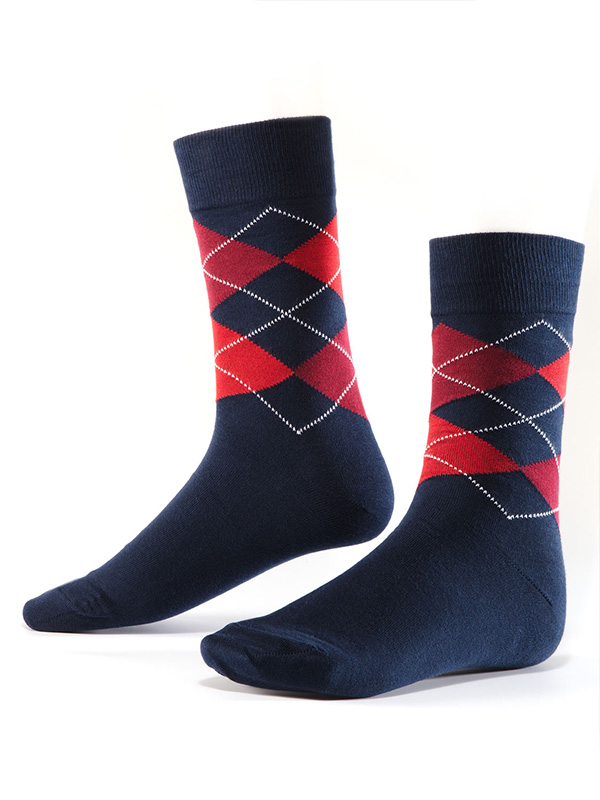 Z4 Red/ Navy Argyles Cotton Socks