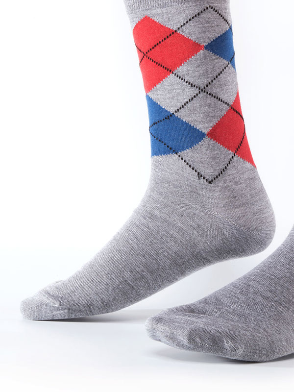 Z3 Red/ Grey Argyles Cotton Socks