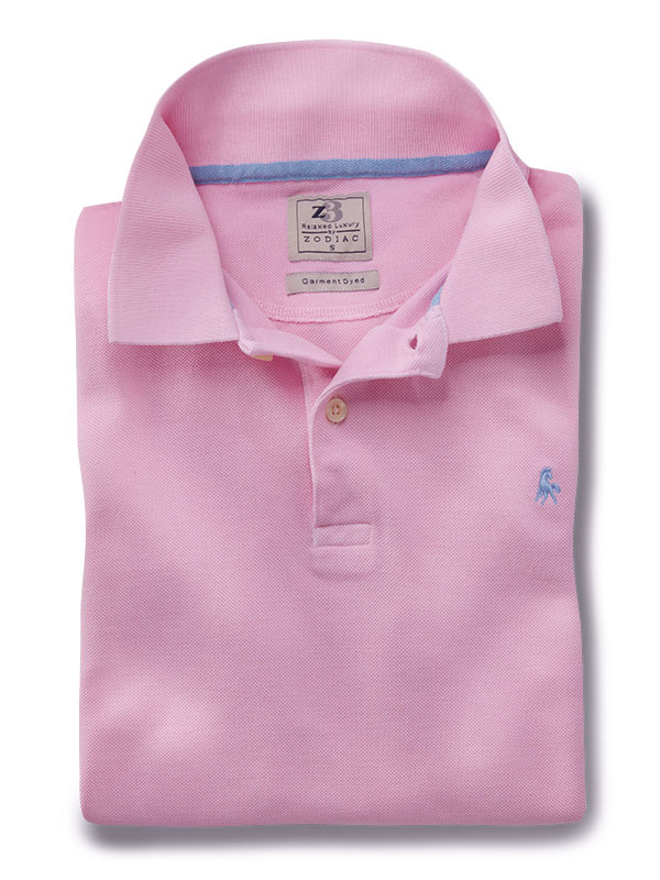 z3 Polo Garment Dyed Pink Solid Tailored Fit Casual Cotton T-Shirt