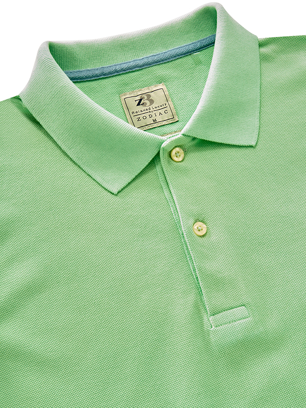 z3 Polo Garment Dyed Green Solid Tailored Fit Casual Cotton T-Shirt
