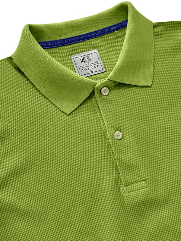 z3 Polo Garment Dyed Lime Solid Tailored Fit Casual Cotton T-Shirt