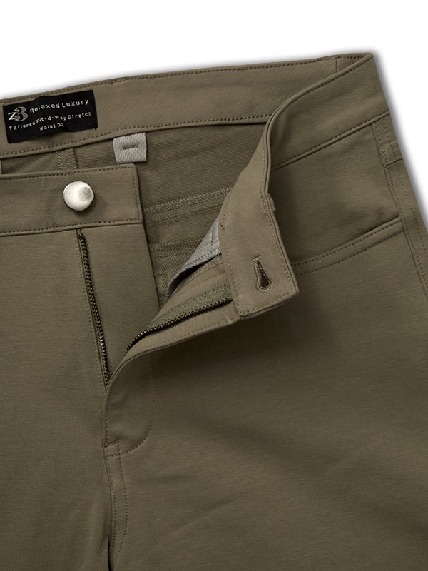 z3 Olive 5 Pocket Tailored Fit Pants With ‘4 Way‘ Stretch 