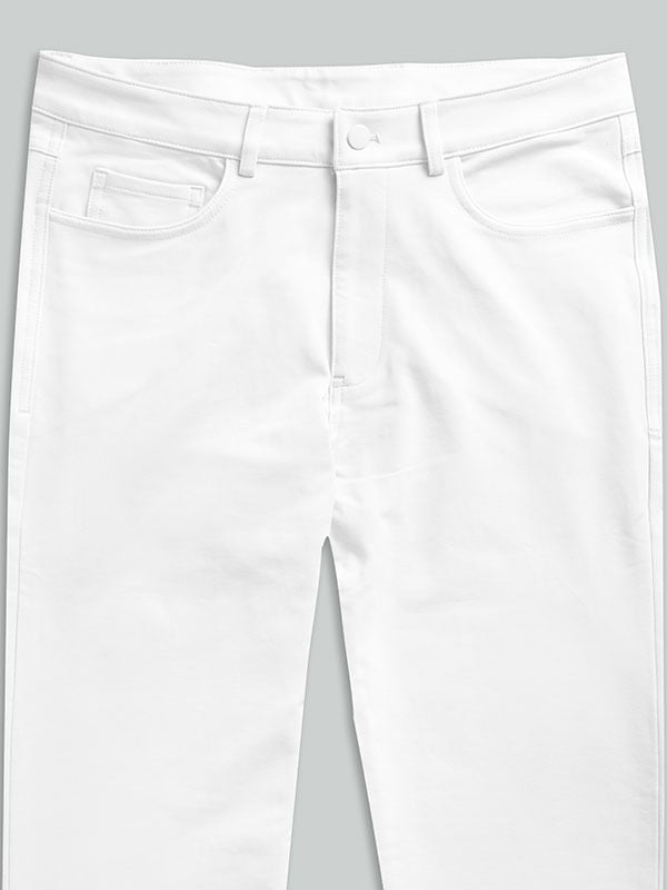 z3 White 5 Pocket Tailored Fit Pants With ‘4 Way‘ Stretch 
