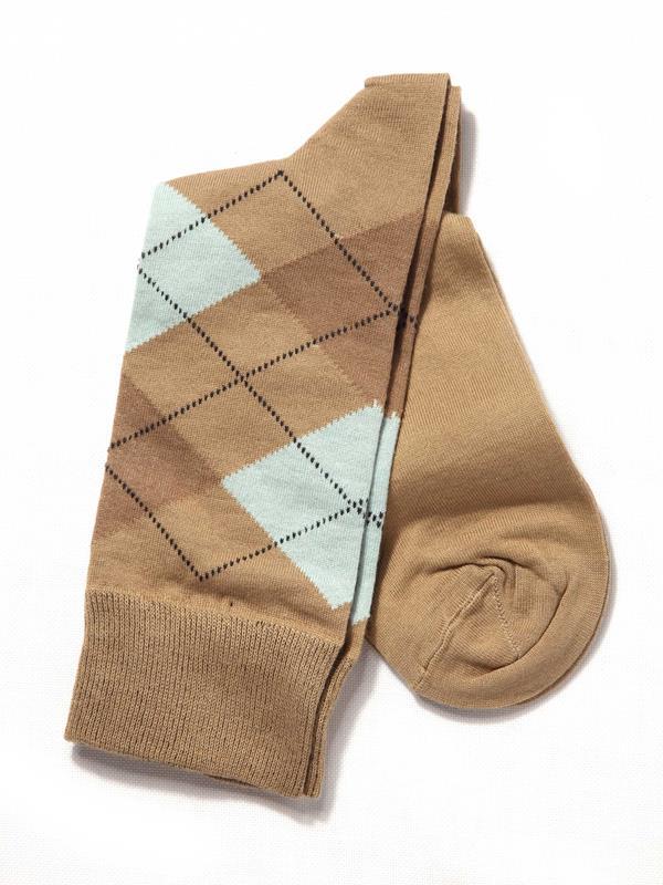 Z3 Brown/ Turq Argyles Cotton Socks