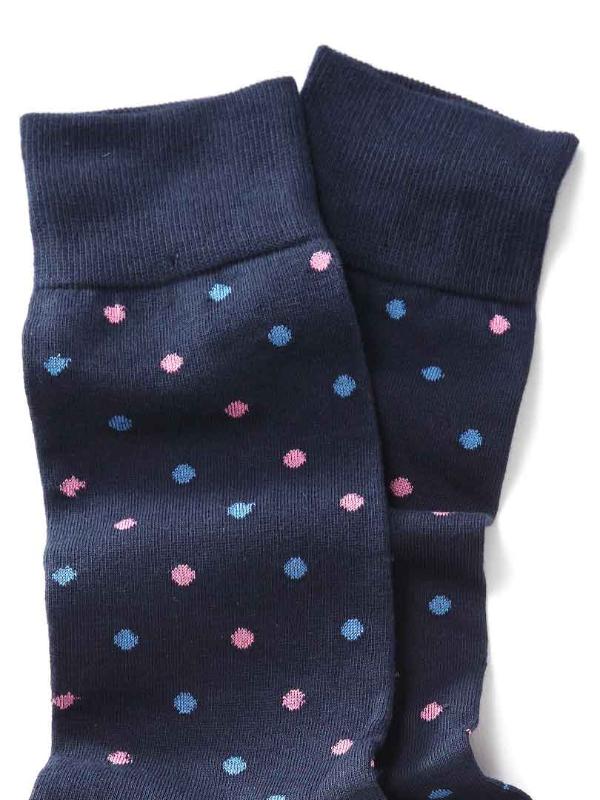 Z11 Navy/ Pink Dots Cotton Socks