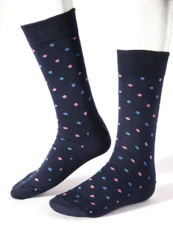 Z11 Navy/ Pink Dots Cotton Socks