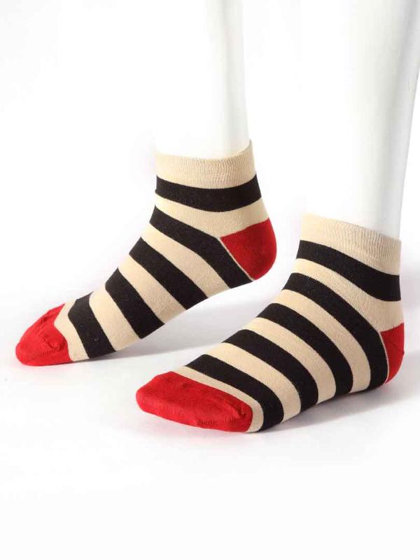 Z3 Peds Ecru/ Black Solids Cotton Socks
