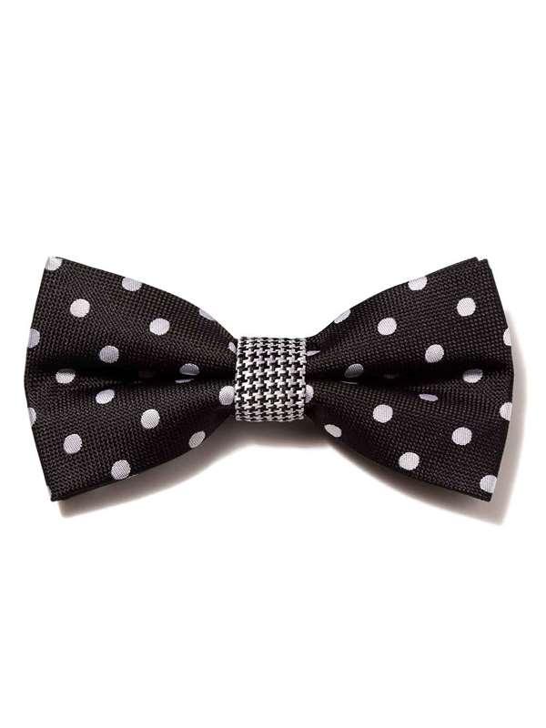 Dots Black Polyester Bow Tie