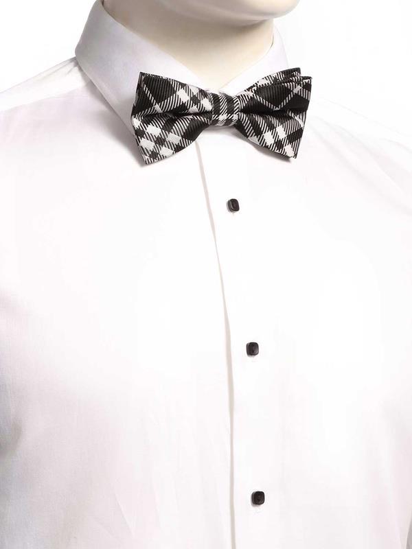 Checks Black/ White Polyester Tie