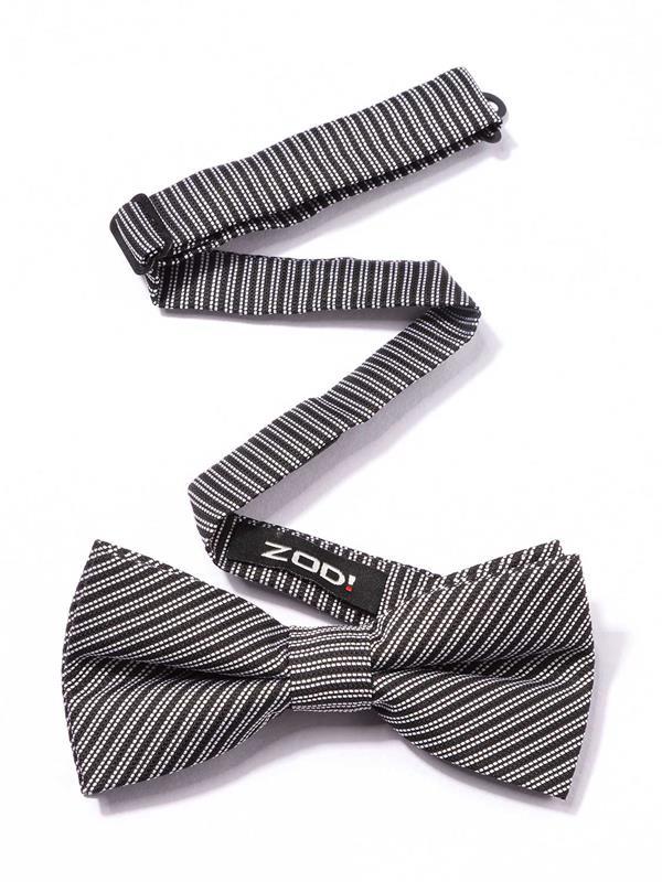 Striped Black/ White Polyester Bow Tie