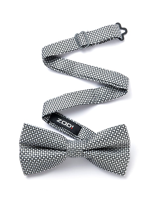 Check Grey Polyester Bow Tie