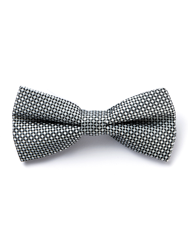 Check Grey Polyester Bow Tie
