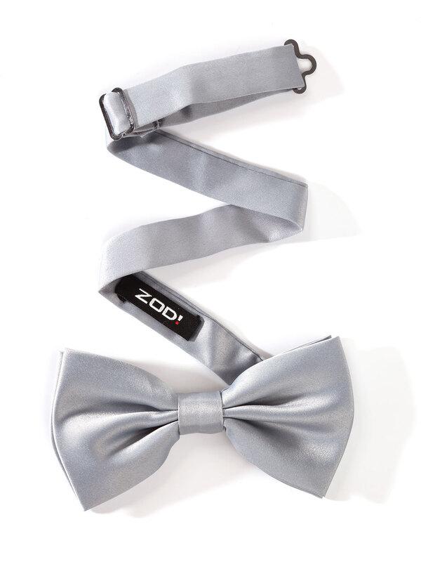 Solid Silver Polyester Bow Tie