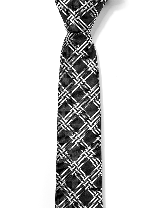 ZT – 283 Checks Black Polyester Tie
