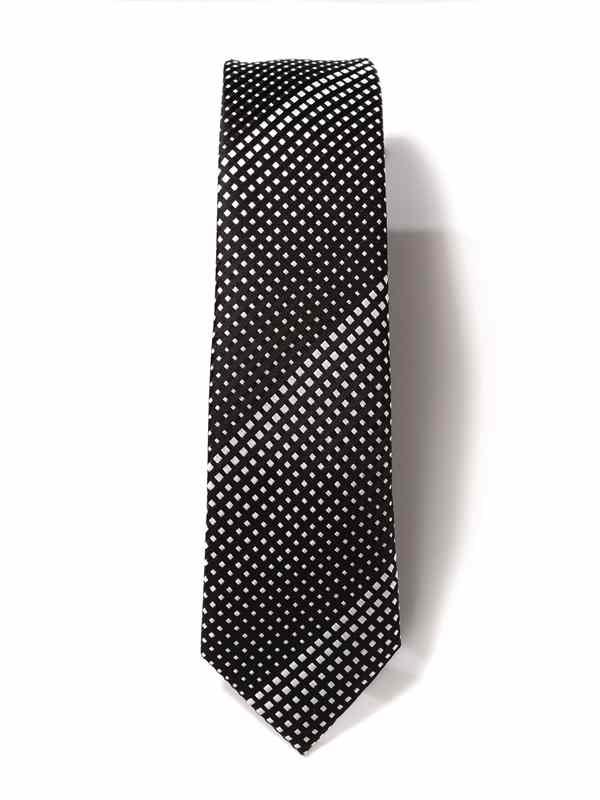 Dots Black Polyester Tie