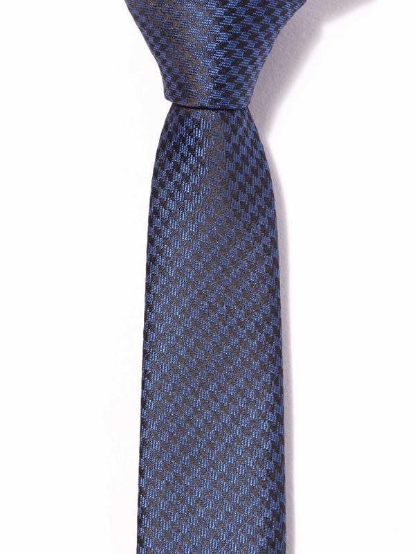 ZT-251 Structure Solid Blue Polyester Skinny Tie
