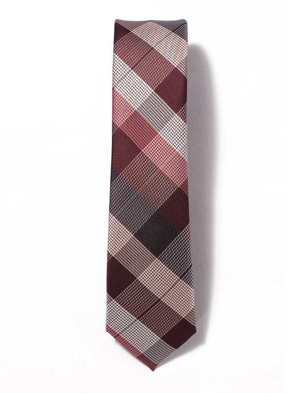 ZT-256 Checks Burgundy Polyester Tie