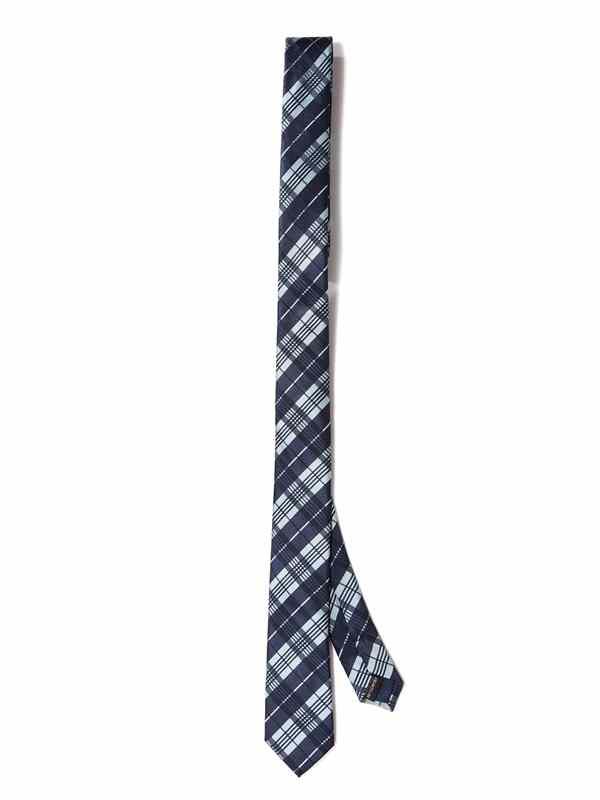 ZT-298 Checks Navy Polyester Skinny Tie