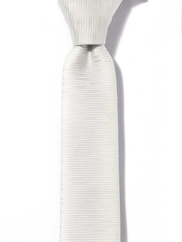 Structure Solid White Polyester Skinny Tie