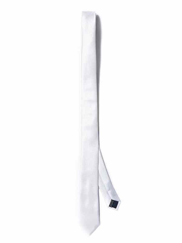 Structure Solid White Polyester Tie