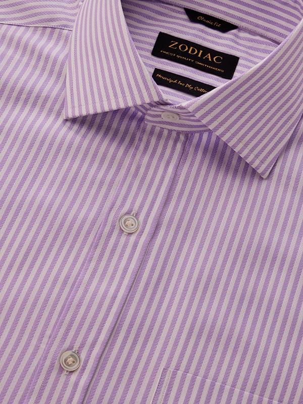 Antonello Lilac Striped Full Sleeve Single Cuff Classic Fit Classic Formal Cotton Shirt