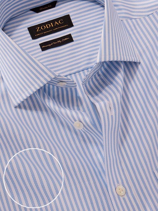 Antonello Sky Striped Full Sleeve Single Cuff Classic Fit Classic Formal Cotton Shirt