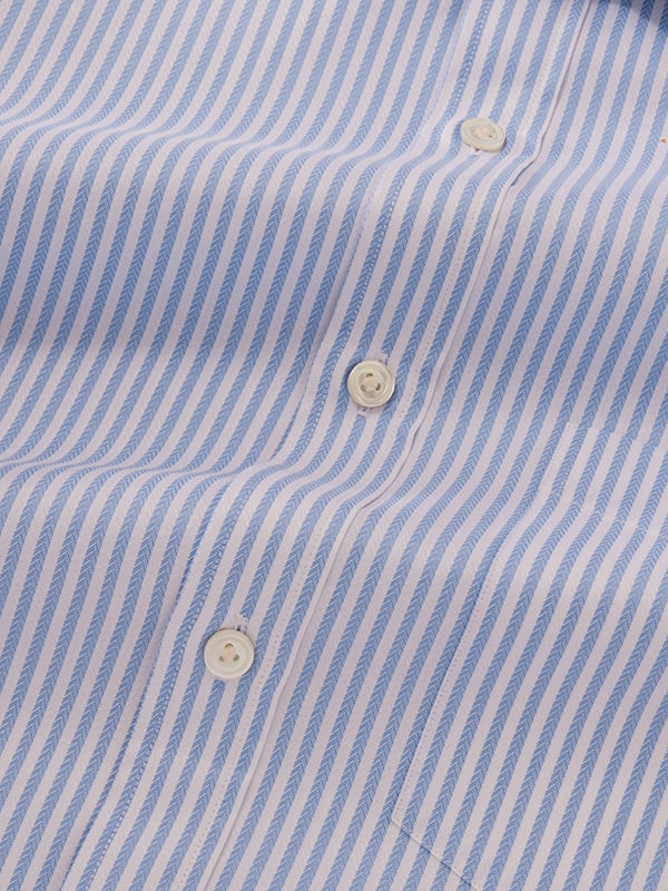 Antonello Sky Striped Full Sleeve Single Cuff Classic Fit Classic Formal Cotton Shirt